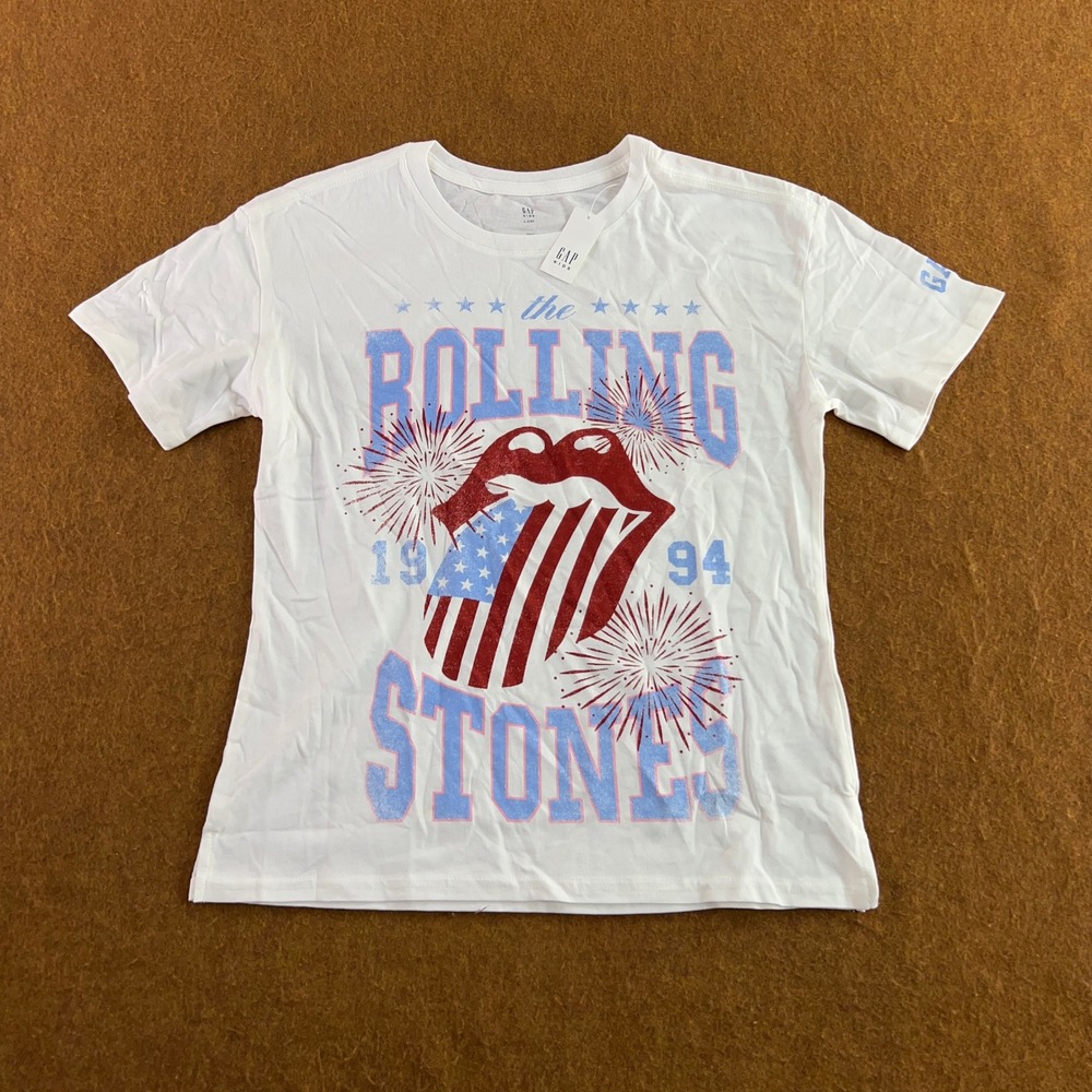 Gap Kids Size Large 10 White Rolling Stones 1994 Tour Graphic T-Shirt NWT